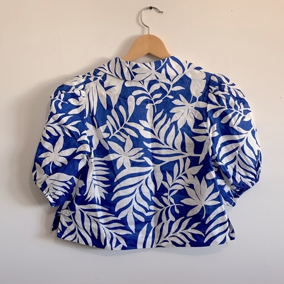 BNWT Kate Spade Tropical Foliage Puff Sleeve Top size Xs - Picture 4 of 4